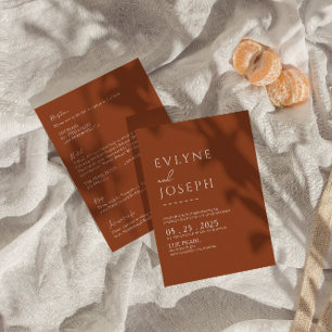 Burnt Orange Terracotta All in one Boho Wedding Einladung