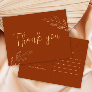 Burnt Orange Terracotta Boho Wedding Vielen Dank Postkarte