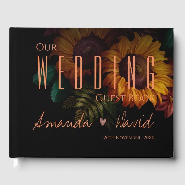 Burnt Orange Terracotta Floral Wedding Gästebuch (Vorderseite)