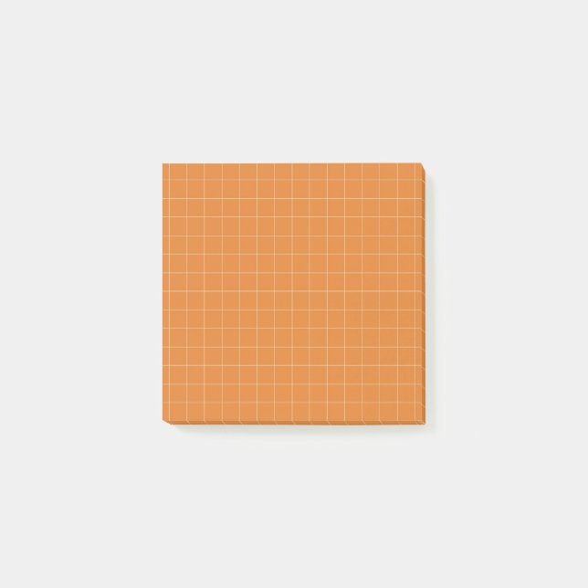 Burnt Orange Terracotta Karo Pattern Cosy Grid Post-it Klebezettel (Vorderseite)