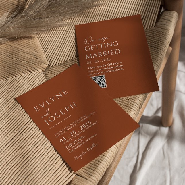 Burnt Orange Terracotta Minimalistisch Boho Weddin Einladung (Von Creator hochgeladen)