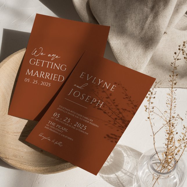 Burnt Orange Terracotta Minimalistisch Boho Weddin Einladung (Von Creator hochgeladen)