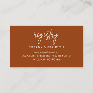 Burnt Orange Terracotta Wedding Gift Registry Begleitkarte