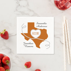 Burnt Orange Texas Curling Ribbon Wedding Date Serviette