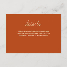 Burnt Orange Typografy Wedding Details Begleitkarte