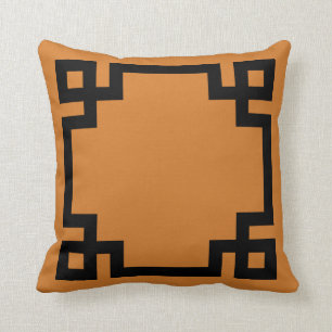 Burnt Orange und die griechische Schlüsselgrenze Kissen