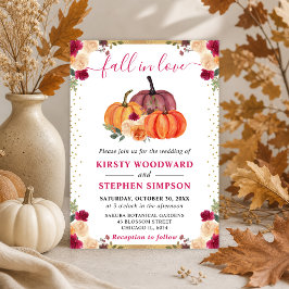 Burnt Orange und Red Floral Pumpkins Hochzeit im H Einladung