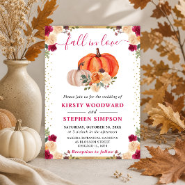 Burnt Orange und Red Floral Pumpkins Hochzeit im H Einladung