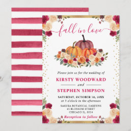 Burnt Orange und Red Floral Pumpkins Hochzeit im H Einladung