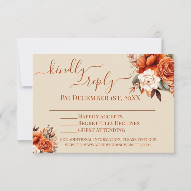 Burnt Orange und Rust Floral UAWG Einladung (Vorderseite)