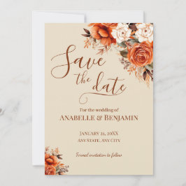 Burnt Orange und Rust Floral Wedding Save The Date