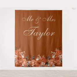Burnt Orange Wedding Background Wandteppich