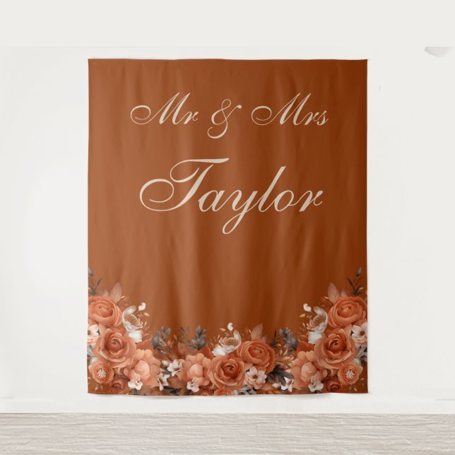 Burnt Orange Wedding Background Wandteppich (Vorderseite)
