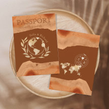 Burnt Orange Wedding Destination Passport World