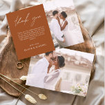 Burnt Orange Wedding Minimalistisch Dankeschön Kar Flyer<br><div class="desc">Budget Hochzeit Dankeschön Karten,  die ein Foto auf der Vorder- und Rückseite haben. Die Dankeschön-Karten enthalten eine moderne,  handgeschriebene,  kursive Schriftzeichen-Typografie,  die elegant,  einfach und modern nach Ihrer Hochzeitsfeier zu benutzen sind.</div>
