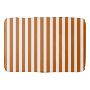 Burnt-orange-weiße Süßigkeiten Streifen Badematte