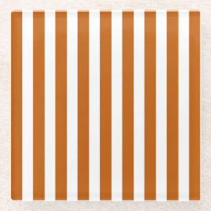 Burnt-orange-weiße Süßigkeiten Streifen Glasuntersetzer