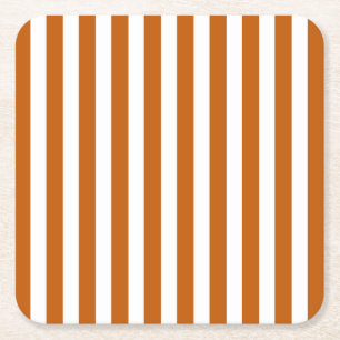 Burnt-orange-weiße Süßigkeiten Streifen Rechteckiger Pappuntersetzer