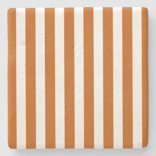 Burnt-orange-weiße Süßigkeiten Streifen Steinuntersetzer