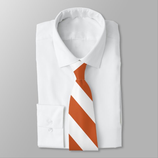 Burnt Orange & White Custom University Stripe Kraw Krawatte (Gebunden)