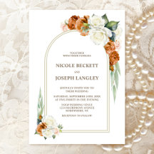 Burnt Orange White Rose Arch Wedding