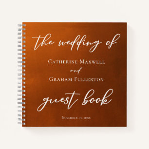 Burnt Orange White Typografy Herbst Hochzeitgast Notizbuch