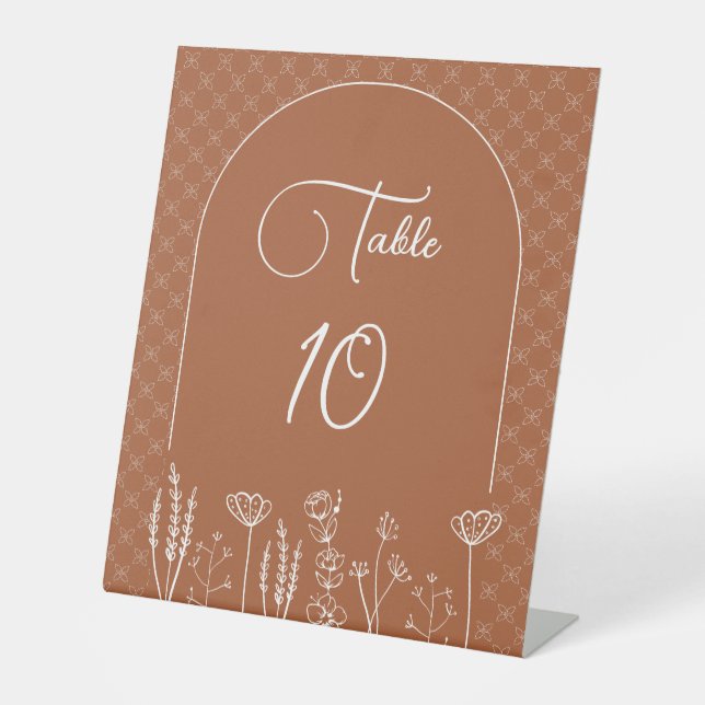 Burnt Orange Wildblume Bohemisch Arch Wedding Sockelschild (Vorderseite)
