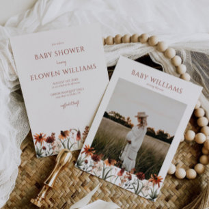 Burnt Orange Wildblume Kinderdusche Einladung