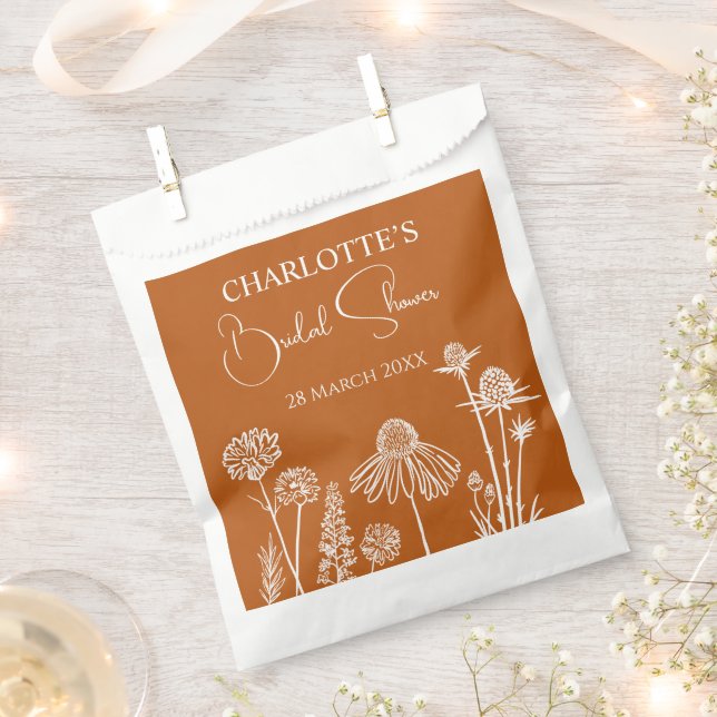 Burnt Orange Wildblumen gezeichnet Geschenktütchen (Ausgeschnitten)