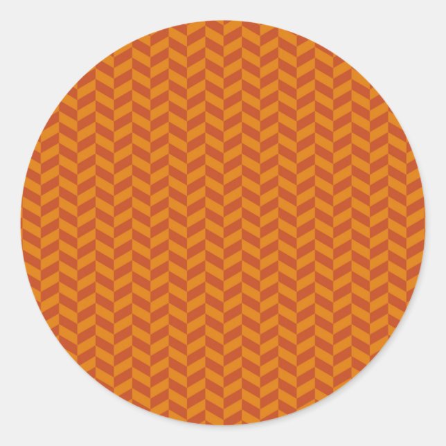 Burnt Orange Zickzack Zig Zag Streifen Muster Runder Aufkleber (Vorderseite)