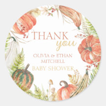 Burnt Pumpkin Fall Floral Baby Dusche Danke