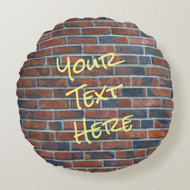 Burnt Red Brick Custom Graffiti Rundes Kissen (Vorderseite)
