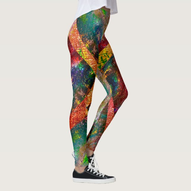 Burnt rustikale farbige und chaotische Bildschicht Leggings (Rechts)