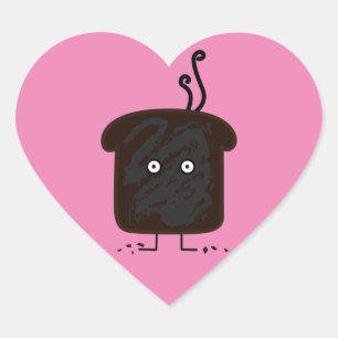 Burnt Toast Rauch Krümel Asche Brot Herz-Aufkleber