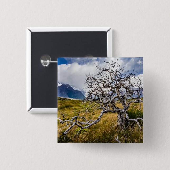 Burnt tree, Torres del Paine, Chile Button (Vorne & Hinten)