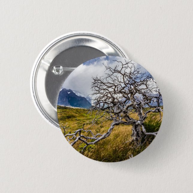 Burnt tree, Torres del Paine, Chile Button (Vorne & Hinten)