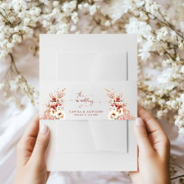 Burnt Umber Floral Boho Wedding Einladungsbanderole