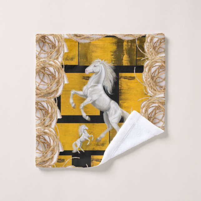Burnt Yellow Black Badezimmer Handtuchhandtuch Set (Waschlappen)
