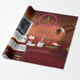 Büro Klassiker der 1980er mit Computer Geschenkpapier