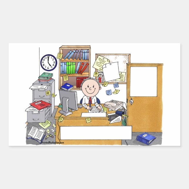 Büro - Messy, männlich Rechteckiger Aufkleber (Vorderseite)