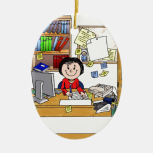 Büro - Messy, Weibliche - Geschenk an den Cartoon Keramikornament