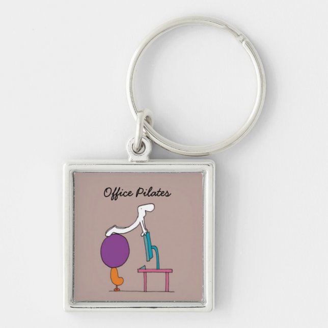 Büro Pilates quadratischer Schlüsselanhänger, Schlüsselanhänger (Vorne)