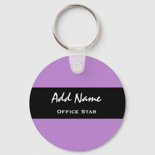 Büro-Stern-lila Hintergrund-individueller Name V0 Schlüsselanhänger