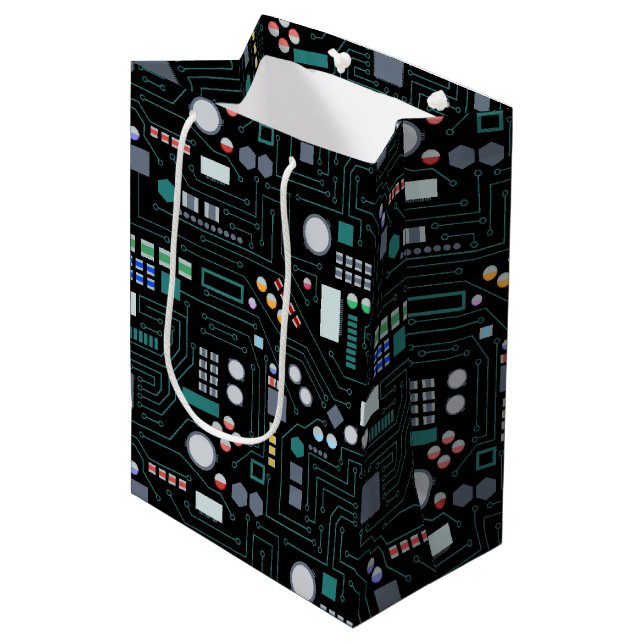Bürodekor für Computerplatine Mittlere Geschenktüte (Vorderseite Schrägansicht)