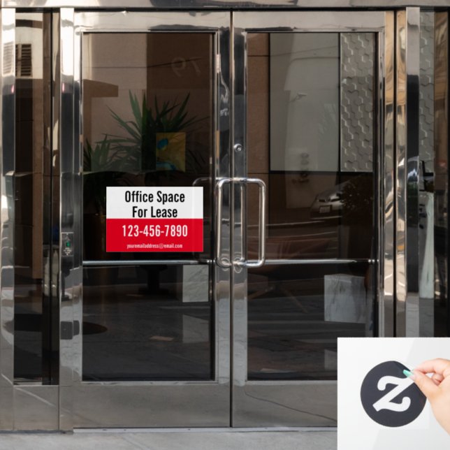 Bürofläche für Leasingnummer rot und weiß Fensteraufkleber (Büro Tür)