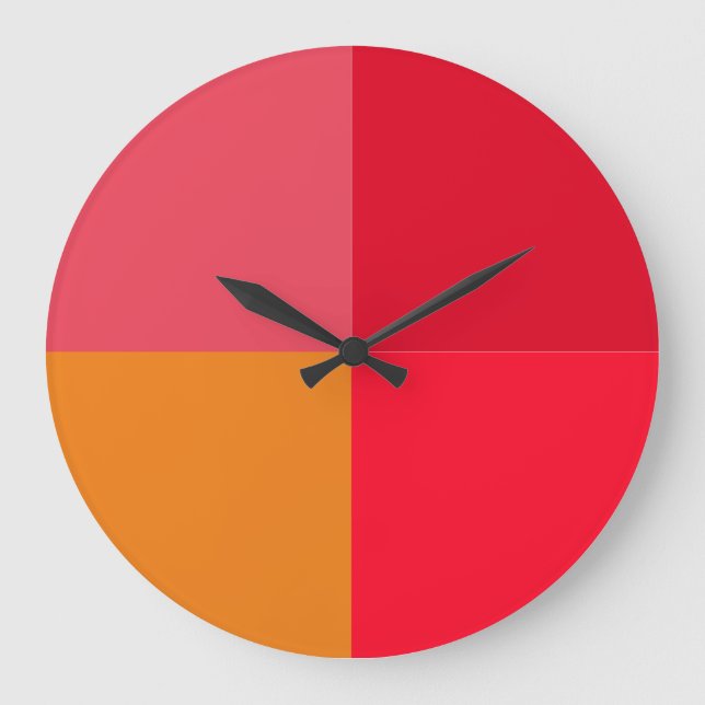 Büromauer in Rot und Orange Große Wanduhr (Vorderseite)