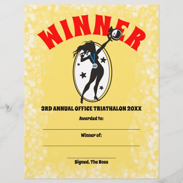 Bürosportwettbewerbs-Siegerzertifikatpreis Briefbogen (Vorderseite)