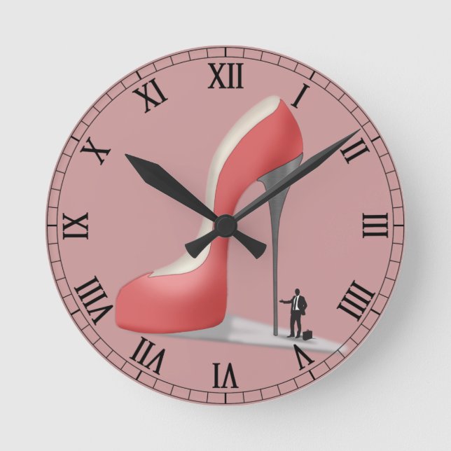 Bürouhr - Riesenroter Stiletto Runde Wanduhr (Vorderseite)