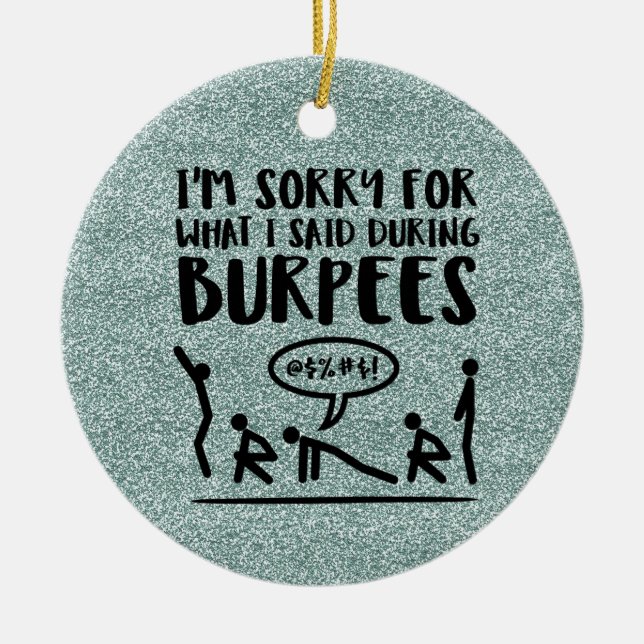Burpee traurig (Glitter) Keramikornament (Vorne)