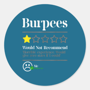 Burpees Nicht Empfehlen Sternebewertung Runder Aufkleber